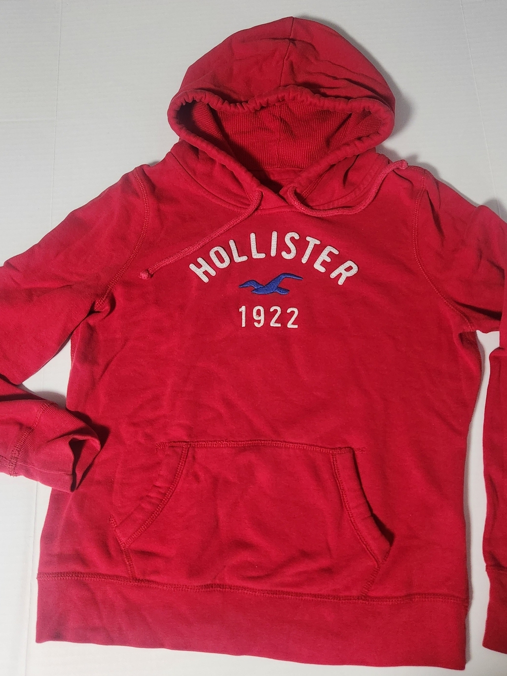 Hollister Red Crewneck Sweatshirt with Blue Seagull Logo